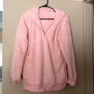 Fuzzy pink sweatshirt. Size large